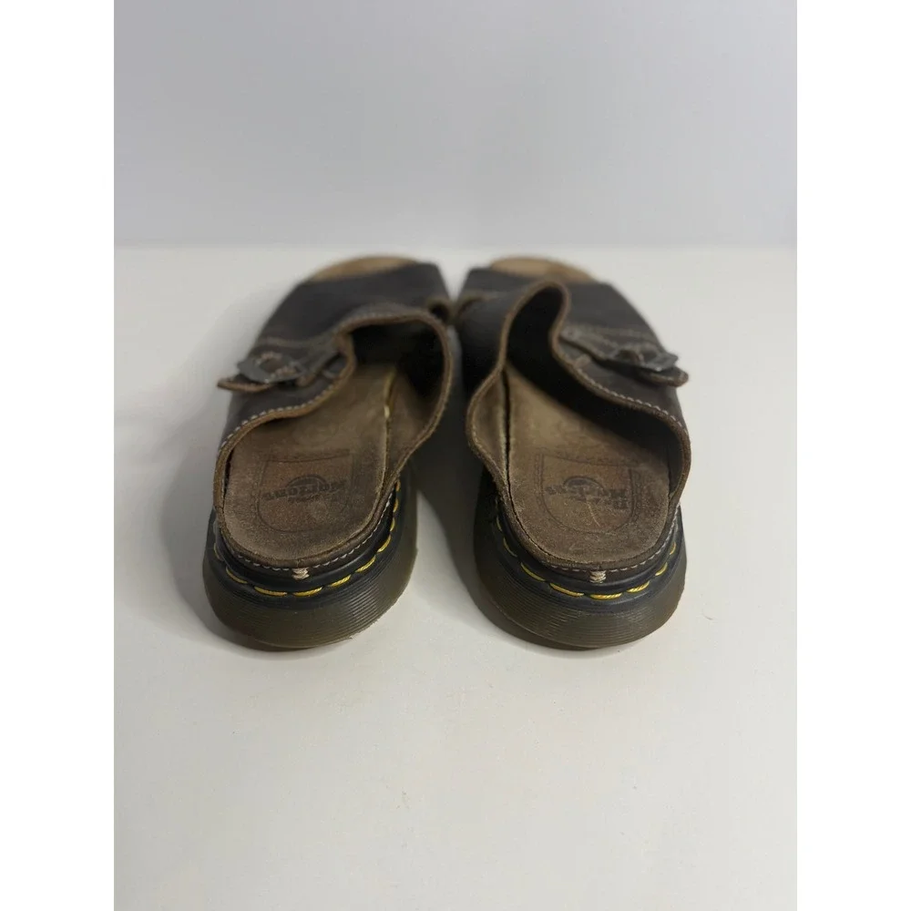 Dr. Martens Mens Brown Leather Buckle Slide Sandals AirWair 11 UK 12 US